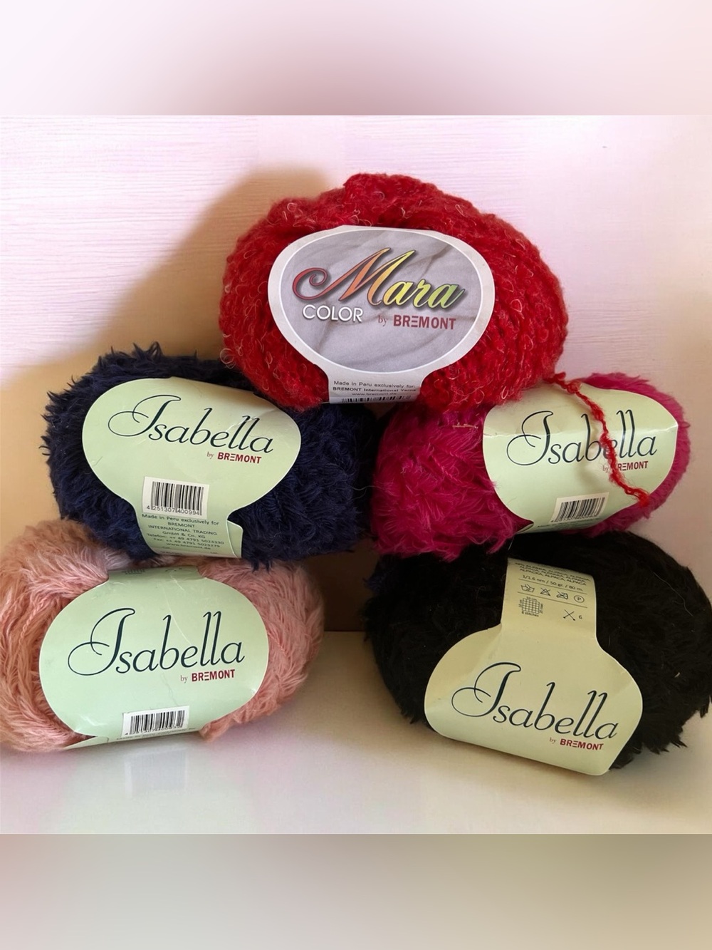 Lot of 5 Bremont alpaca wool blend yarns Isabella & Mara 50gr each